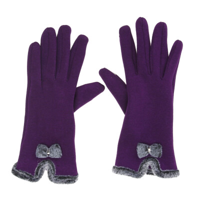 

Women Female Touch Screen Mittens Sheep Wool Winter Bowknot Glove