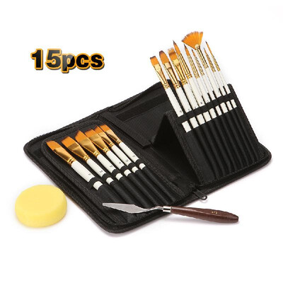 

Multipurpose Paintbrush Set Wooden Handle Nylon Hair Painting Brushes with Storage Case Palette Knife Sponge Ball Art Paint Brush