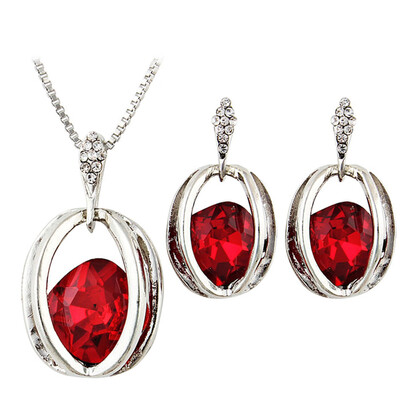 

European And American Fashion Crystal Necklace Earrings Jewelry Set Genuine Austrian Crystal Necklace Drop Earrings Set Jewelry