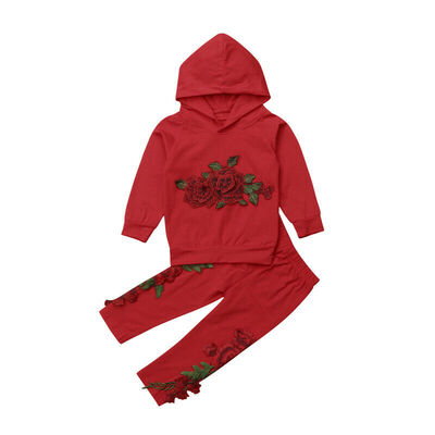 

SUNSIOM 2Pcs Toddler Kids Baby Girls Flowers Hooded Top Pants Outfits Clothes Tracksuit