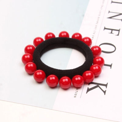 

Korean hair accessories 16 pearls without seam hair rope large womens head ropeq1