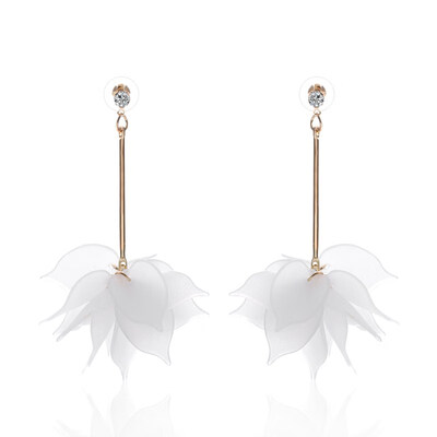 

EK455 Newest Lady Colorful Elegant Women Crystal Flower Colorful Drop Long Dangle Earrings Wedding Jewelry Hyperbole Best Gift