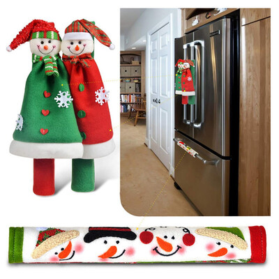 

〖Follure〗Christmas Decoration Microwave Oven Gloves Burlap Refrigerator Gloves Oven Cover