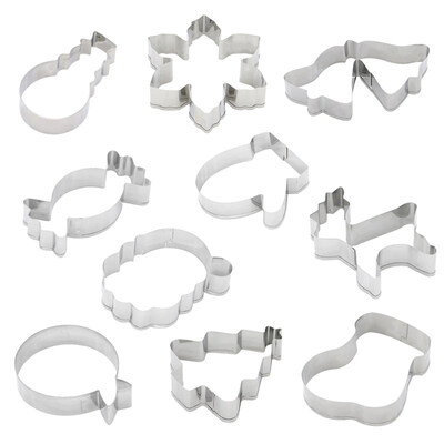 

10PcsSet Stainless Steel Deer Snowman Christmas DIY Cookie Cutter Cake Mold