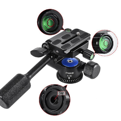 

Andoer A-40 3 Way Camera Video Head Aluminum Alloy 360° Panoramic Photographic Damping Head for Canon Nikon Sony for Tripod Monopo