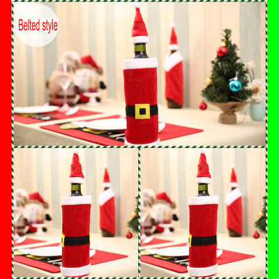 

Tailored Red Wine Bottle Cover Bags Decoration Home Party Santa Claus Wine Bottle Sets