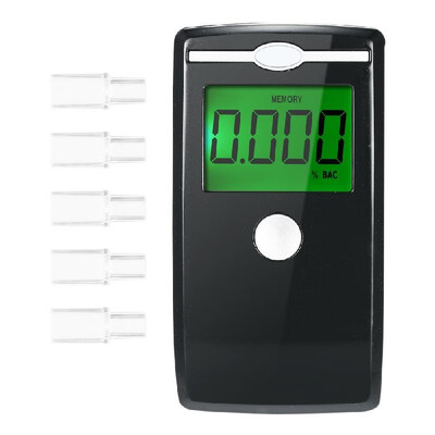 

Portable Digital Breath Alcohol Tester Accuracy Breathalyzer LED Screen with 5pcs Transparent Mouthpieces for Home Use AT5500