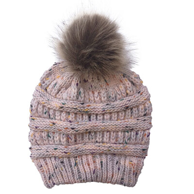 

Winter Warm Knitted Beanie Hat Pom Poms Fur Ball Cap For Women Girls Outdoor Ski Cap