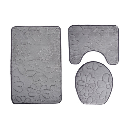 

〖Follure〗3pc Bathroom Set Rug Contour Mat Toilet Lid Cover Plain Solid Color Bathmats