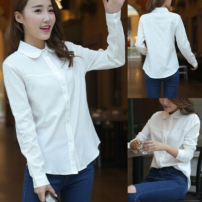 

Starmoon Fashion Women Business Top Lapel Shirt Stripe Long Sleeve Loose Blouse