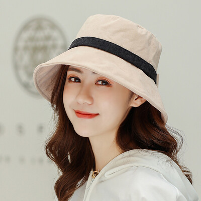 

Dongyuns new tide autumn lady Han version after opening bow bow fisherman hat flat top hat outdoor leisure basin hat