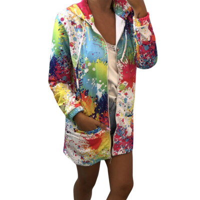 

Toponeto Fashion Womens Tie dyeing Print Coat Outwear Sweatshirt Hooded Jacket Overcoat