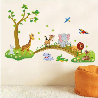 

Animal Wall Sticker Monkey Giraffe Tree Mural Nursery Baby Kids Room Decal Decor