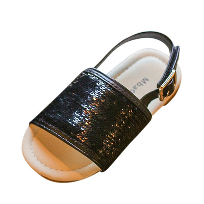 

Summer Toddler Kids Baby Girls Sequins Beach Sandals Princess Roman Single Shoes