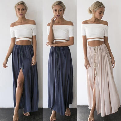 

2017 Hot Women Sexy Summer Dress Boho Maxi Skirt Beach Dress Tops Slim  M L XL