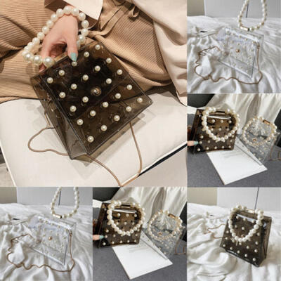 

Women Transparent PVC Clear Chain Jelly Bag Tote Handbag Messenger Shoulder Bag