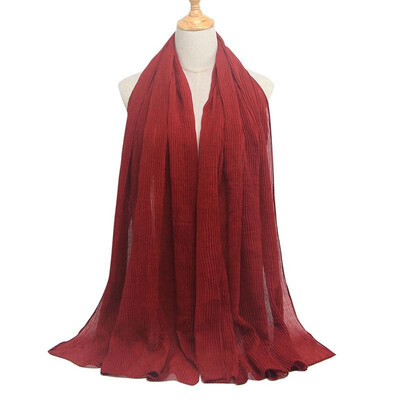 

Women Solid Pleated Scarf Hijabs Oversized Large Muslim Middle East Islam Long Scarves Shawls