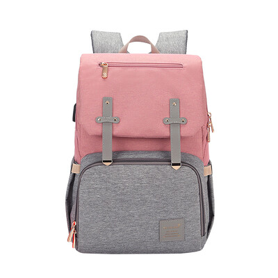

Tailored Waterproof Large-capacity Mummy Bag With USB Color Matching Womens Backpack
