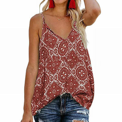 

Sleeveless vest womens loose outer wear printed top