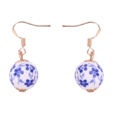 

Porcelain White&Blue Ming Sterling Silver Earrings Gift Silver Jewelry