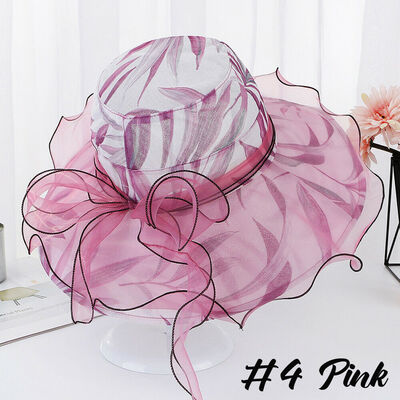 

Women Wedding Tea Party Wide Brim Kentucky Derby Church Fancy Organza Sun Hat