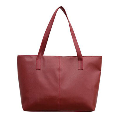 

Solid Color Women Large Capacity Faux Leather Tote Shoulder Bag Shopping Pouch