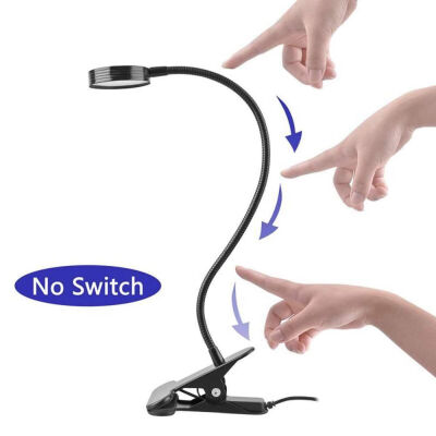 

UpperX 3W Clip Lamp Clip On LED Reading Light for Beauty Makeup Reading Studying with Arbitrary Touch Switch Button Black