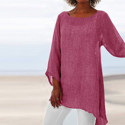 

Fashion Womens Casual Tops T-Shirt Summer Loose Fit Irregular Hem Blouse M3XL