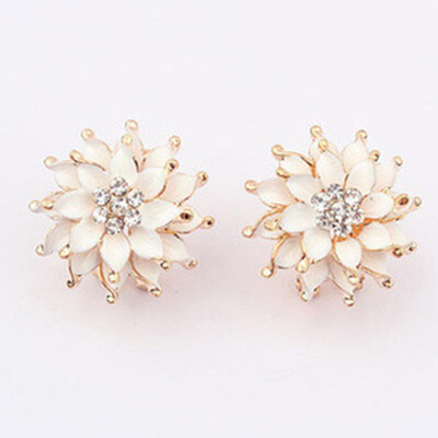 

Vintage Ear Clip Diamond Earrings Womens Match-all Elegant Ear Studs Jewelry