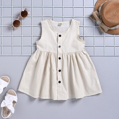 

Toddler Kids Baby Girls Solid Sleeveless Bottom Princess Dress Clothes