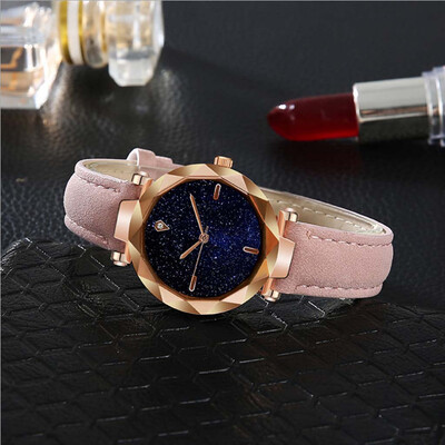 

RM Simple And Stylish Luxurious Starry Dial Convex Mirror Leather Strap Watch