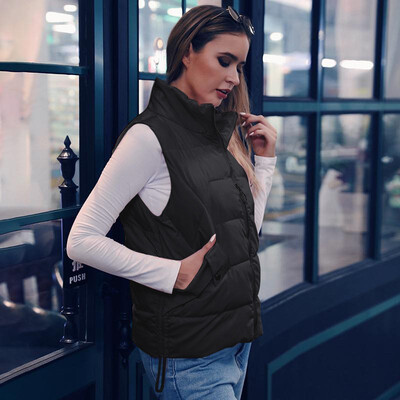 

Roseonmyhand Womens Fashion Short Paragraph Sleeveless Zipper Pocket Cotton Vest Jacket
