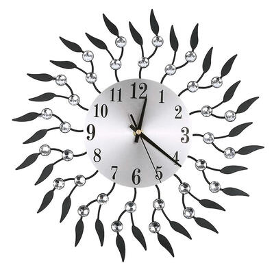 

European Flower Shaped Wrought Iron Mute Wall Clock Retro Quartz Watch