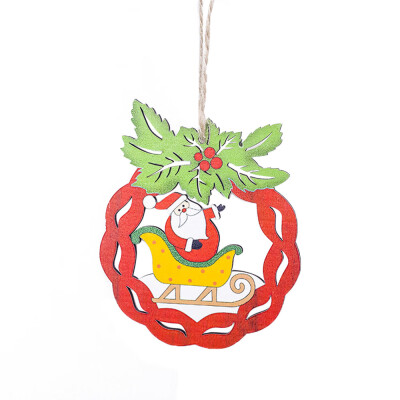 

〖Follure〗Santa Christmas Tree Wood Sleigh Pendant Gift Home Door Hanging Decorations