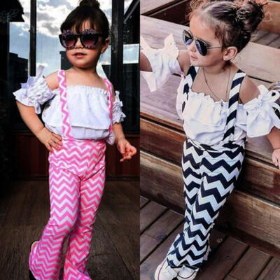 

Toddler Kids Baby Girl Ruffle Tops Blouse Ripple Pants Overalls Outfits Sunsuit