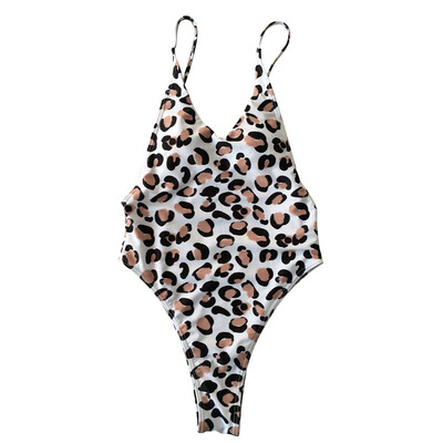 

Roseonmyhand Leopard Print Women One-Piece Bikini Swimwear Bandage Push-Up Padded Swimsuit