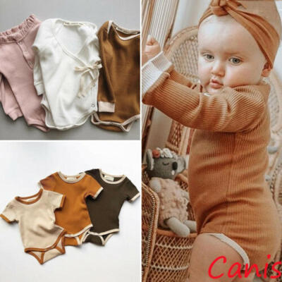 

Newborn Baby Girl Boy ShortLong Sleeve Romper Jumpsuit Solid Outfits Clothes