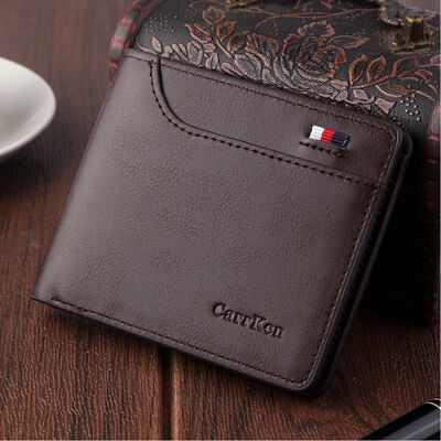 

2019 New Style Fashion Hot Mens Black Business Leather Wallet Pocket Money Short Holder Clutch Patchwork Slim Purse