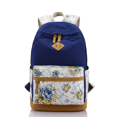 

2017 Fashion Flowers Canvas Bag Backpack School for Teenager Girl Brand Laptop Bag Printing Backpack Women Backpack