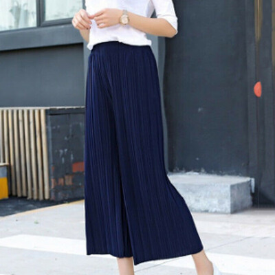 

Plus Size Wide Leg Pleated Palazzo Pants For Women Loose Belted High Waist