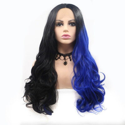 

Amazing Star Lace Frontal Wigs Ombre Blue Color Long Wavy Hair 13x3 Hand Tied Lace Frontal Synthetic Hair