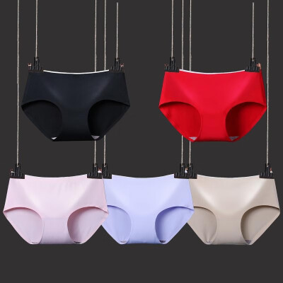 

2019 underwear ladies new breathable ice silk seamless underwear waist seamless solid color  fat mm briefs Light