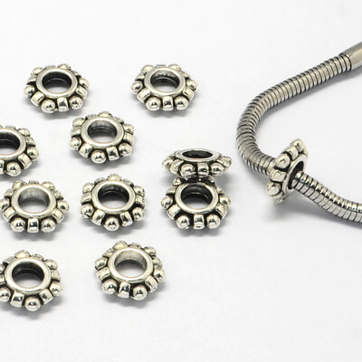 

Alloy European Beads Large Hole Beads Rondelle Antique Silver 12x105x35mm Hole 45mm