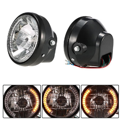 

7" Motorcycle Headlight Round LED Turn Signal Indicators Blue Light Universal