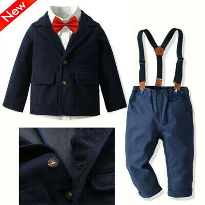 

4pcs Toddler Kids Baby Boys Gentleman T-shirt TopPants Outfits Clothes Suit Set