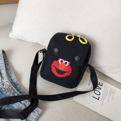 

Casual fashion ugly sesame street canvas bag female 2019 new cute cartoon simple versatile shoulder Messenger bag