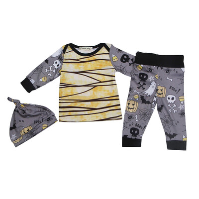 

New Toddler Baby Boys Girls Halloween Pumpkin Ghost TopsPants 3Pcs Set Clothes