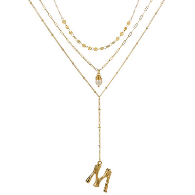 

Gold Color Initial natural freshwater pearl Necklace Personalized Letter Necklace Jewelry For Women Accessories Girlfriend Gift