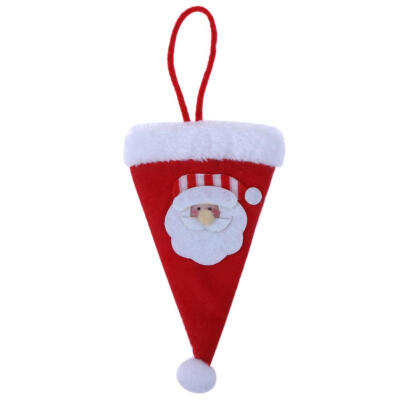 

Christmas Old Man Hat Shaped Fork Pocket Storage Bag Pouch Table Decoration