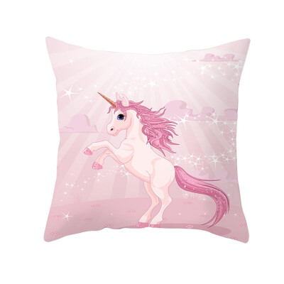 

Cute Rainbow Unicorn Pillow Printed Bed Sofa Cartoon Throw Pillow Case Cushion Cover